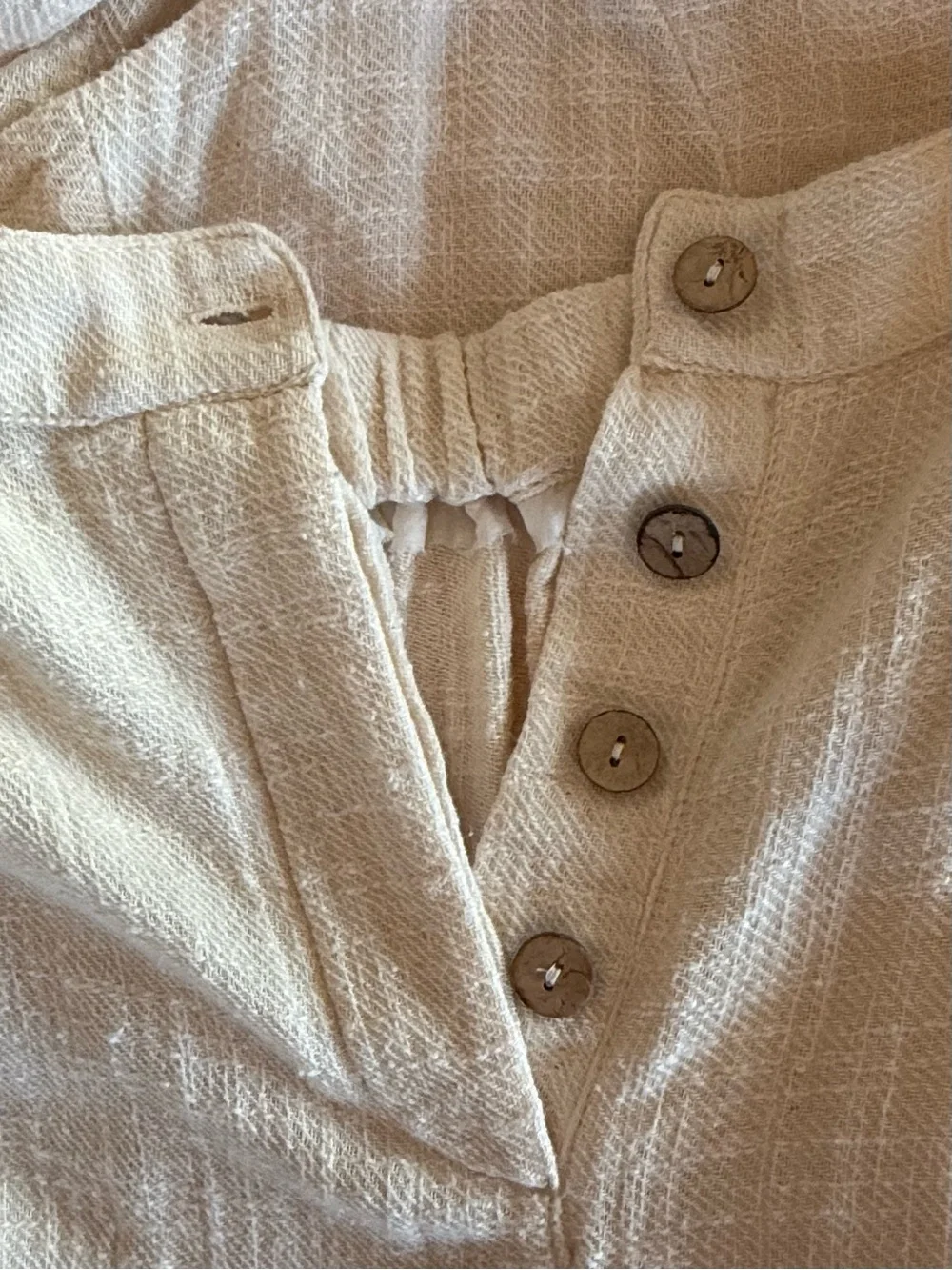 Free People Cream Linen-Blend Vest & Wide Leg Pants 2-Piece Set Size S